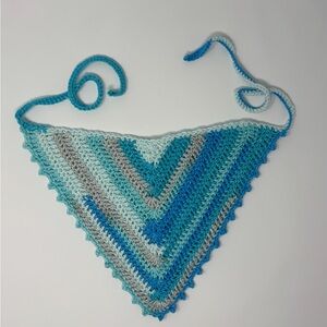 Blue Stripes Solid Crochet Bandana